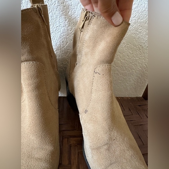 Zara Leather Split Suede Pointed Toe Cowboy Ankle Boots Size 39 | 8 - Picture 12 of 14